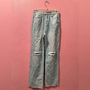 YMI Women’s 90s Full Length Wide Leg Distressed Authentic Denim Jeans Size 5 NWT